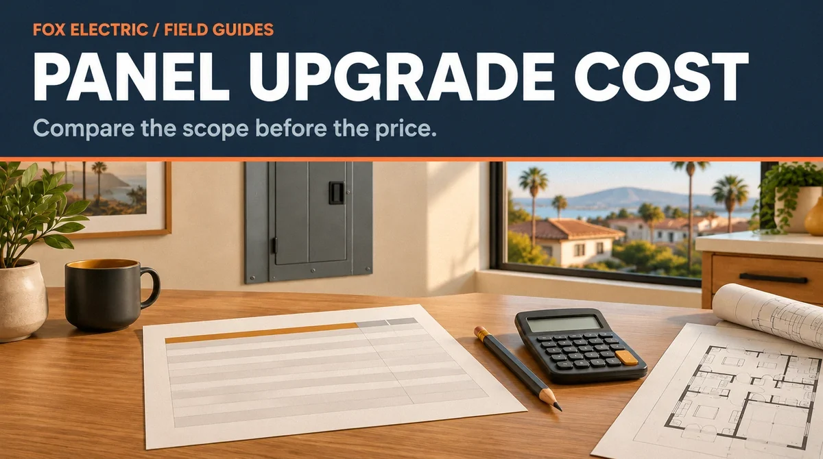 Conceptual estimate illustration. Panel upgrade cost: compare the scope before the price.
