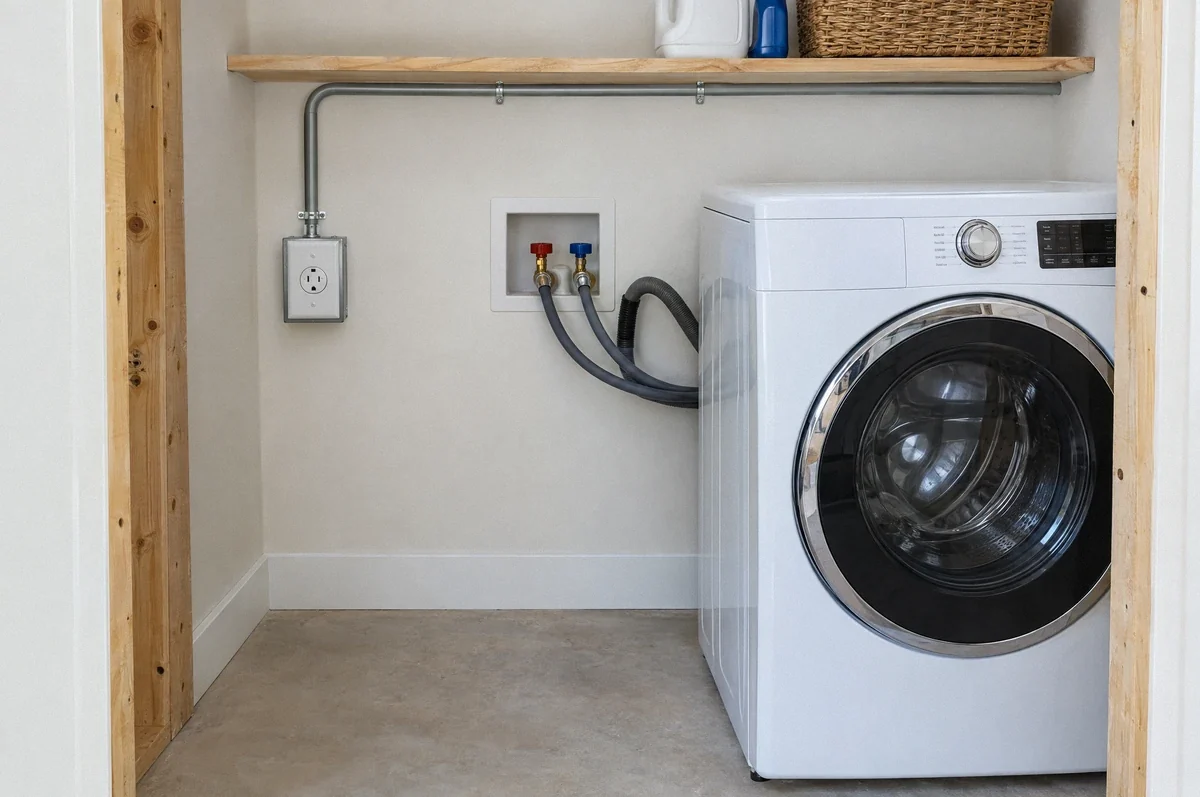 Illustration of a laundry appliance and a separately routed receptacle circuit.