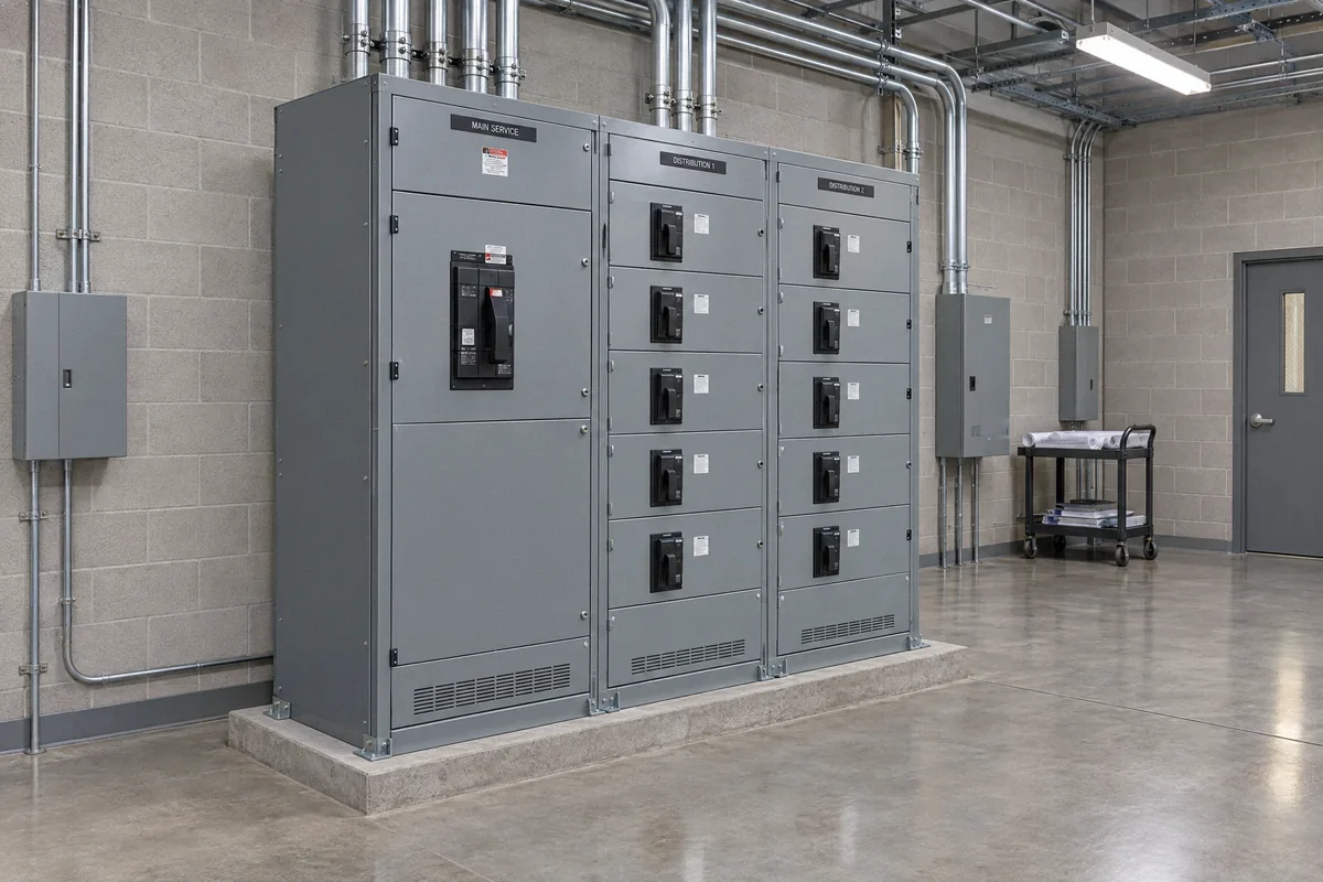 Illustration of commercial service and distribution switchboard equipment