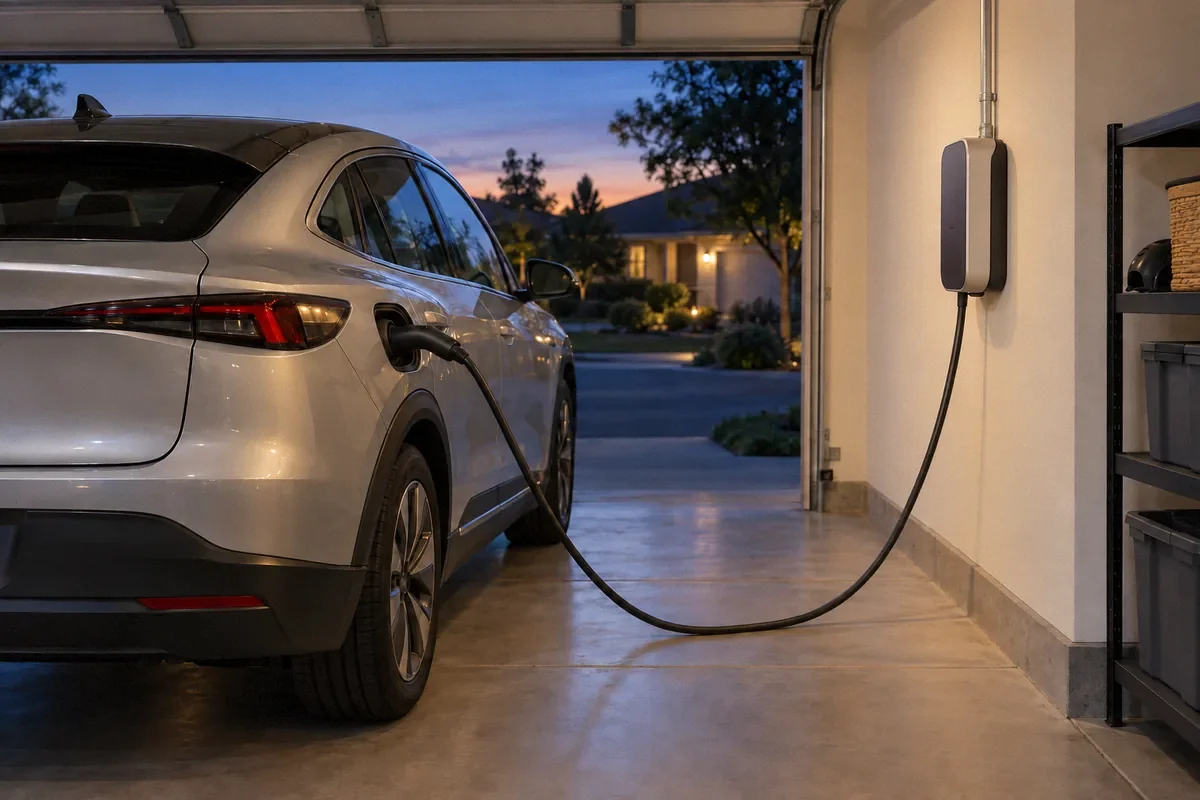 AI-generated illustration of home electric vehicle charging equipment